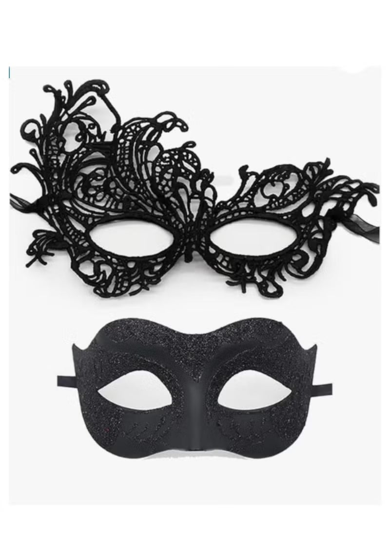 2Pack Masquerade Masks for Couples – Lace Eye Masks Venetian Carnival Style, Halloween Party Ball Prom Costume Masks, Mardi Gras - Image 1